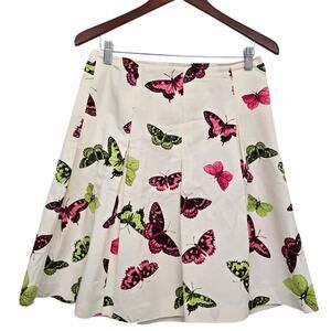 Talbots silk blend white butterfly mini skirt pleated 6P coquette cottagecore